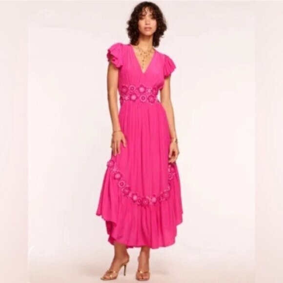 NWT Ramy Brook Lenna Pink Embellished Short Sleeve Maxi Dress - Picture 17 of 17